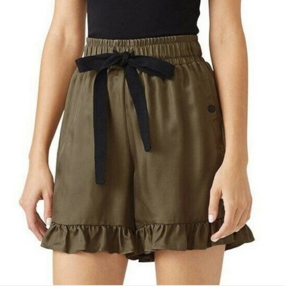 Cinq A Sept Dark Green Ruffled Shorts